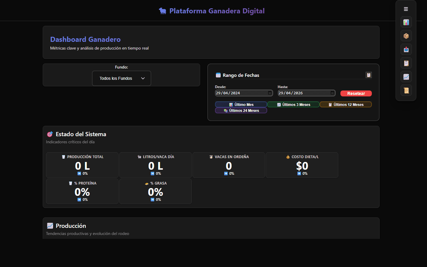 Captura de pantalla de Plataforma Ganadera